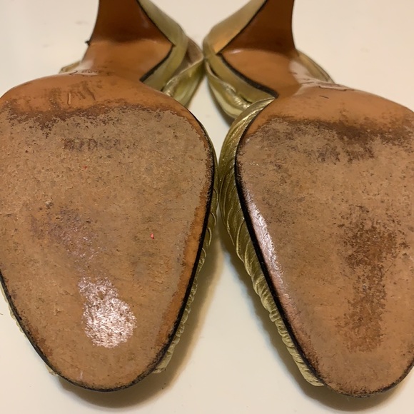 ANNE KLEIN GOLD FOIL LEATHER Heels SHOES MADE IN ITALY LEATHER SZ 6 METALLIC - Picture 10 of 13